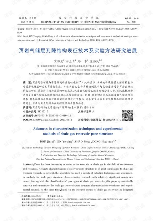 頁巖氣儲層孔隙結(jié)構(gòu)表征技術(shù)及實驗方法研究進展 論文